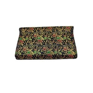 Vintage Tension Closure Clutch Handheld Purse Gold Green Red Black Christmas